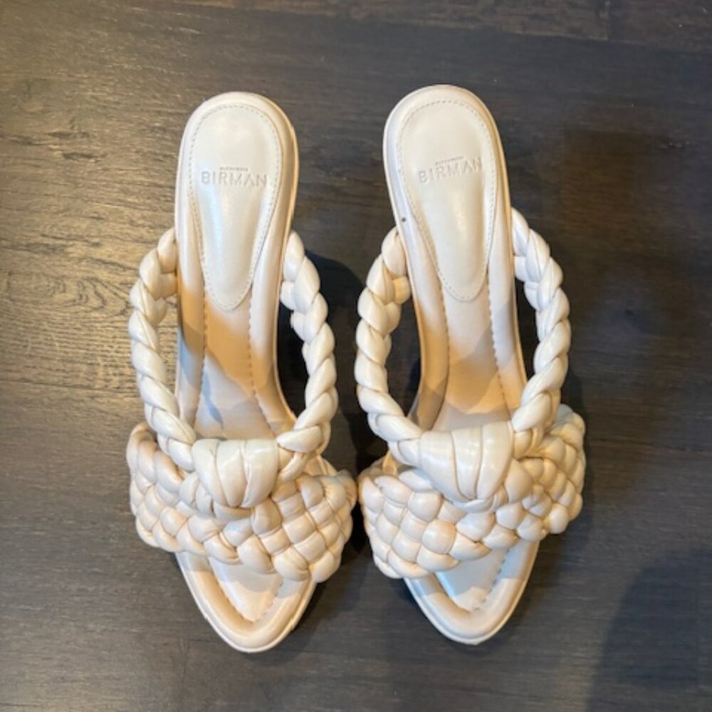 Alexandre Birman Carlotta Braided Leather Sandals Size 7-7.5 Eggshell (OffWhite)